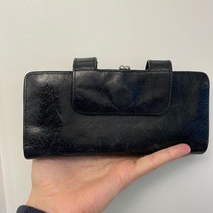 Hobo black leather wallet/clutch